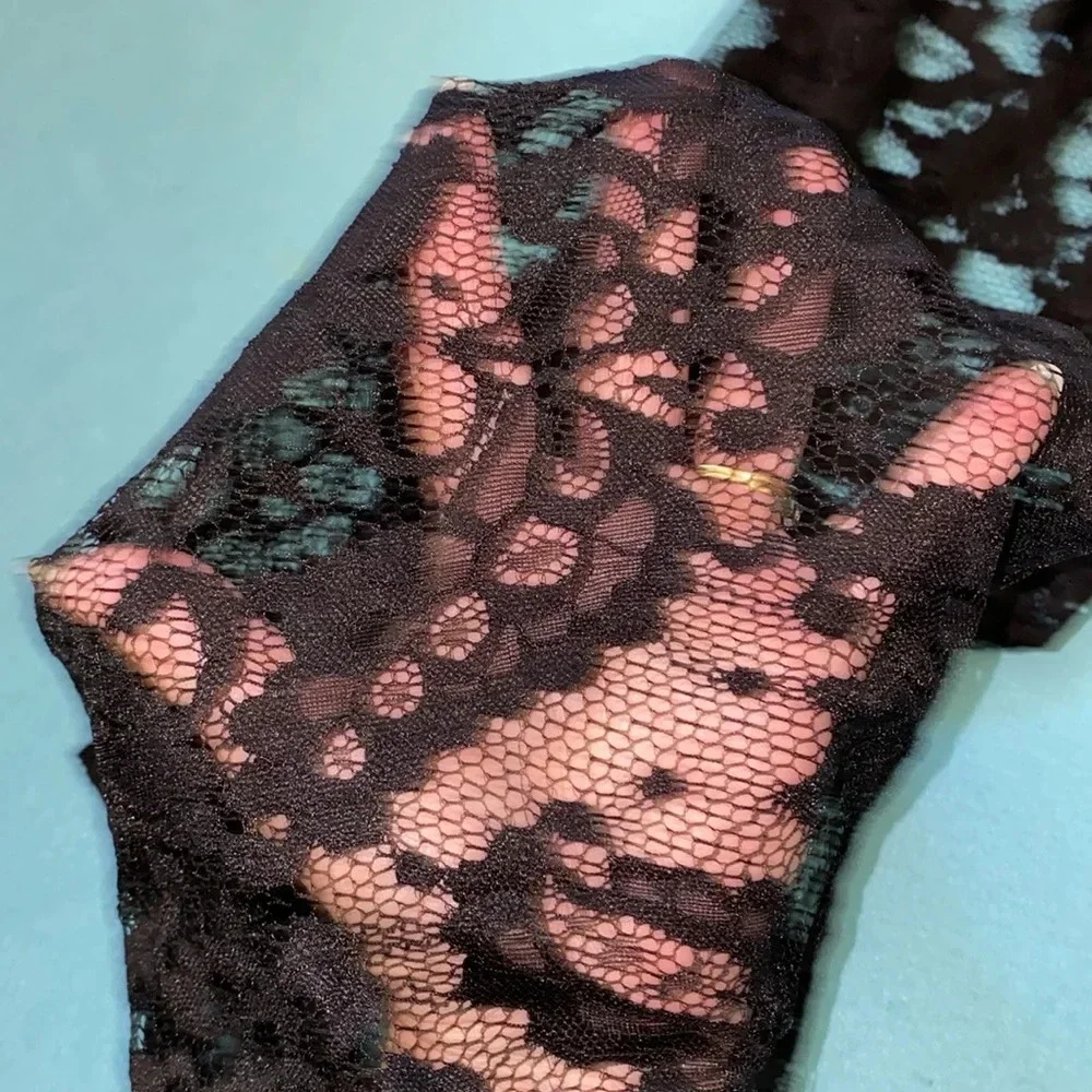 Wrap scarf floral pattern sheer black scalloped edges 20” X 58” long NEW